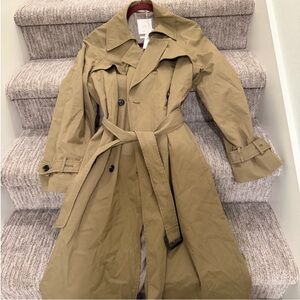 Mango MNG- khaki olive muted green trench coat jacket